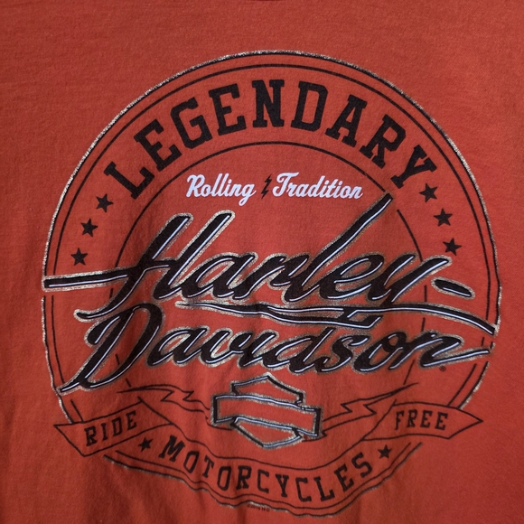 Harley Davidson Orange Long Sleeve Shirt - Picture 2 of 10